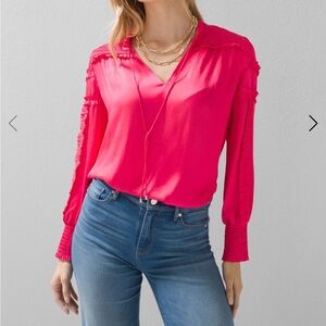 WHBM raspberry pink ruffle top NWOT